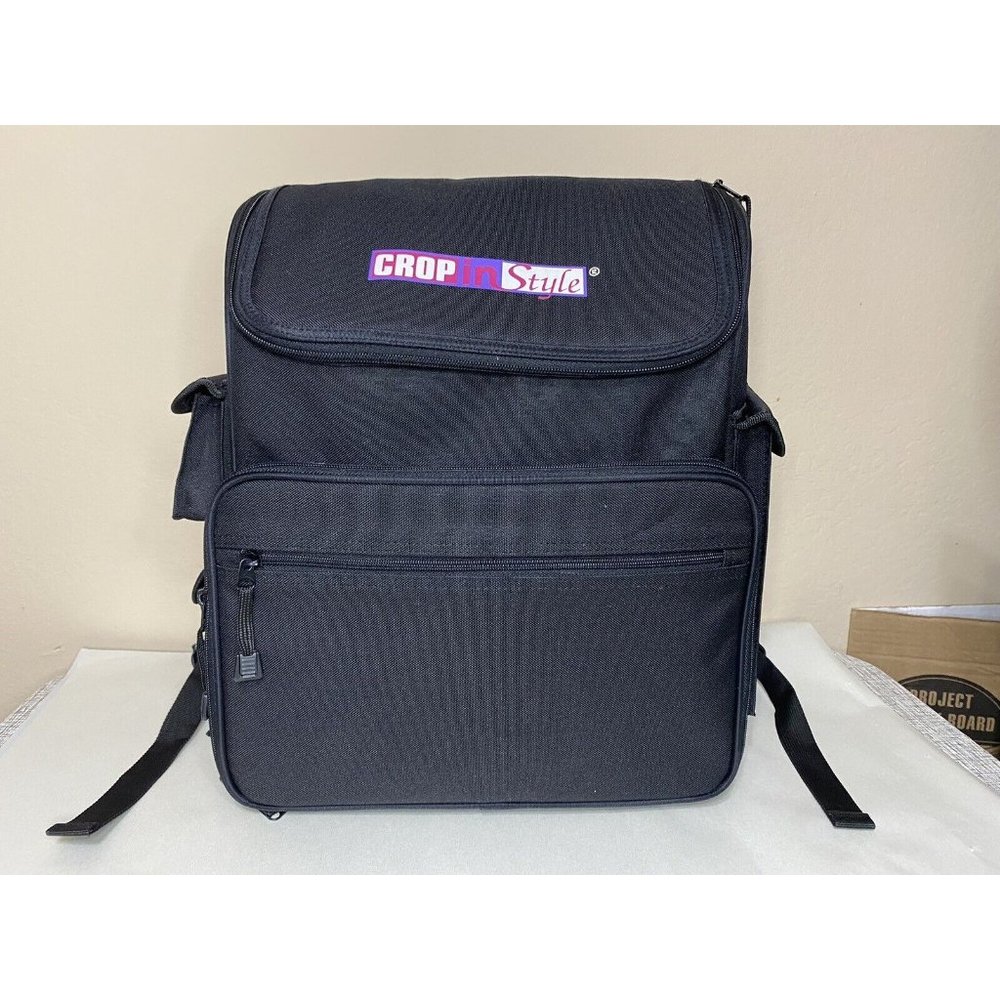 Crop In Style Black Canvas Zip Up Scrapbook Arts & Crafts Backpack Bookbag - Picture 1 of 8